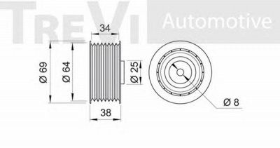 TREVI AUTOMOTIVE ta1070 -  Натяжной ролик, поликлиновой  ремень